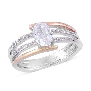 Sapphire Ring - 10K Yellow & Rose Gold & 925 Sterling Silver